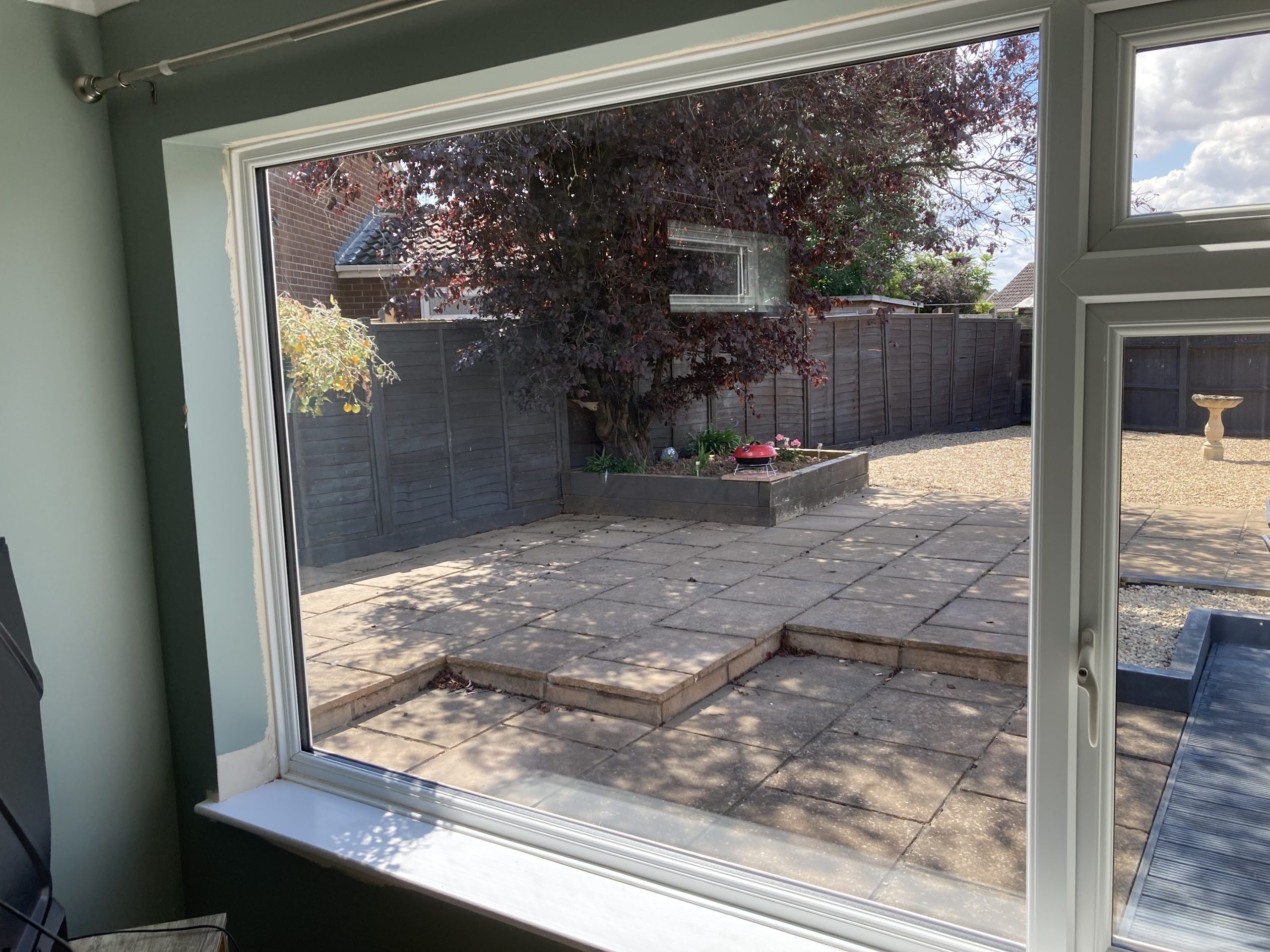 Window replacement at residential address after the old window pane had blown