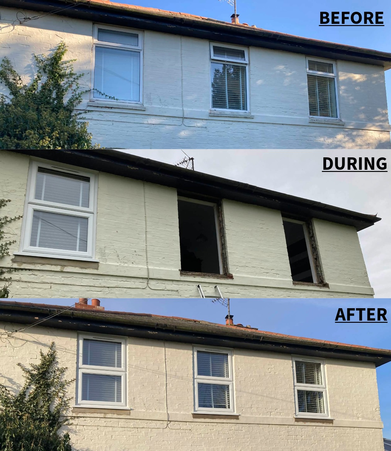 uPVC windows installed in Boston. A Before, during and after photo. 