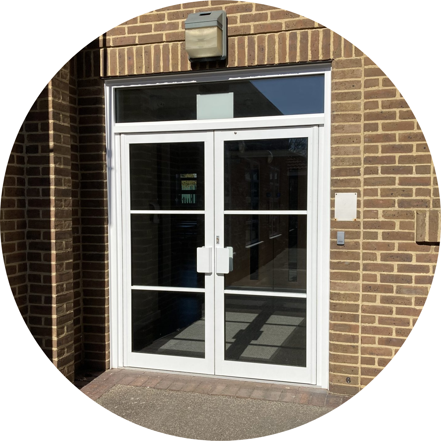 New commercial doors added for extra security at a school.